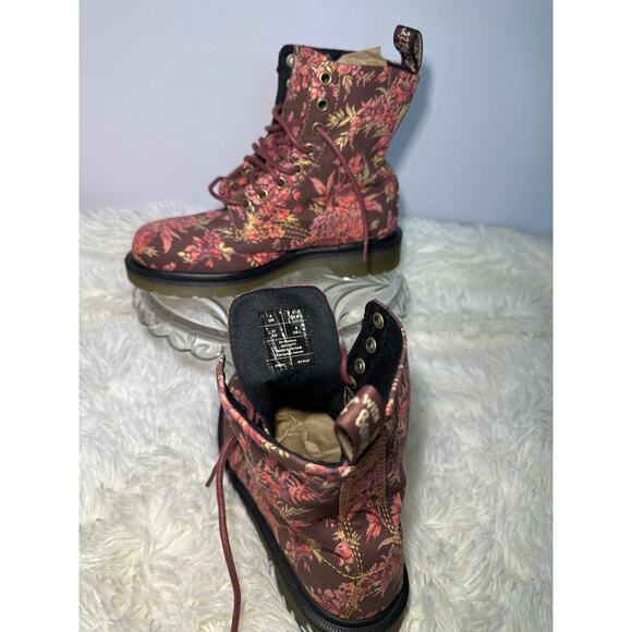 Womens DR MARTENS 1460 Beckett Cherry Red Floral Canvas Boots US L6. - Picture 5 of 6